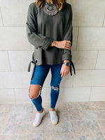 Olive Ring Detail Sweatshirt