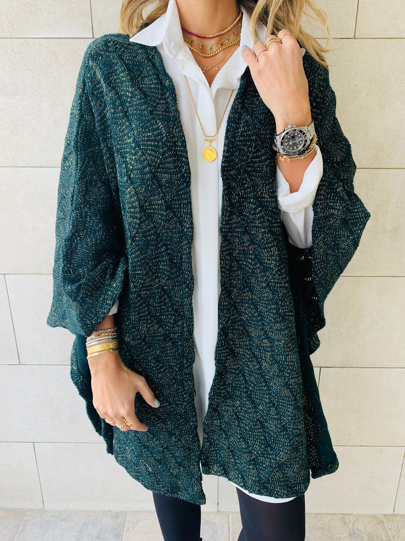 Teal Shimmer Knit Kimono