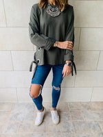 Olive Ring Detail Sweatshirt