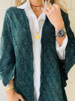 Teal Shimmer Knit Kimono