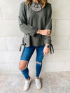 Olive Ring Detail Sweatshirt