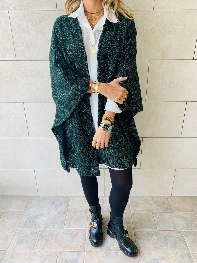 Teal Shimmer Knit Kimono
