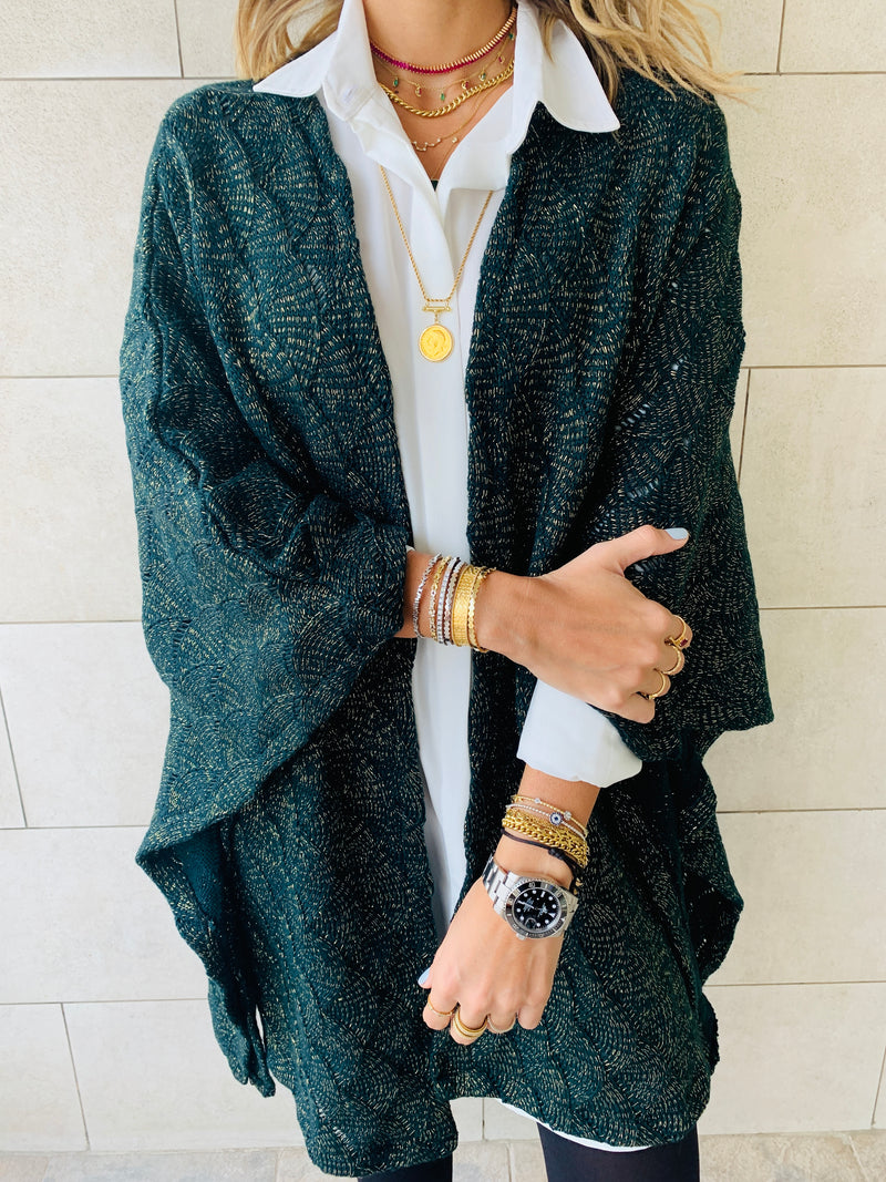 Teal Shimmer Knit Kimono