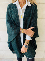 Teal Shimmer Knit Kimono