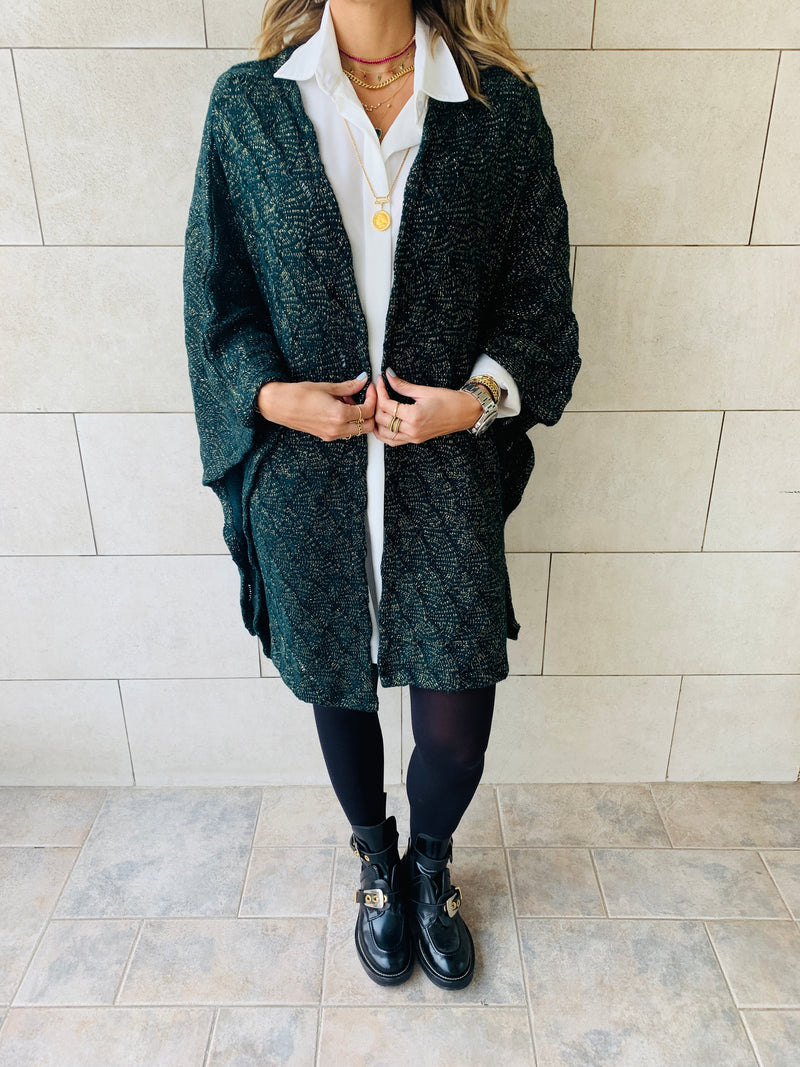Teal Shimmer Knit Kimono