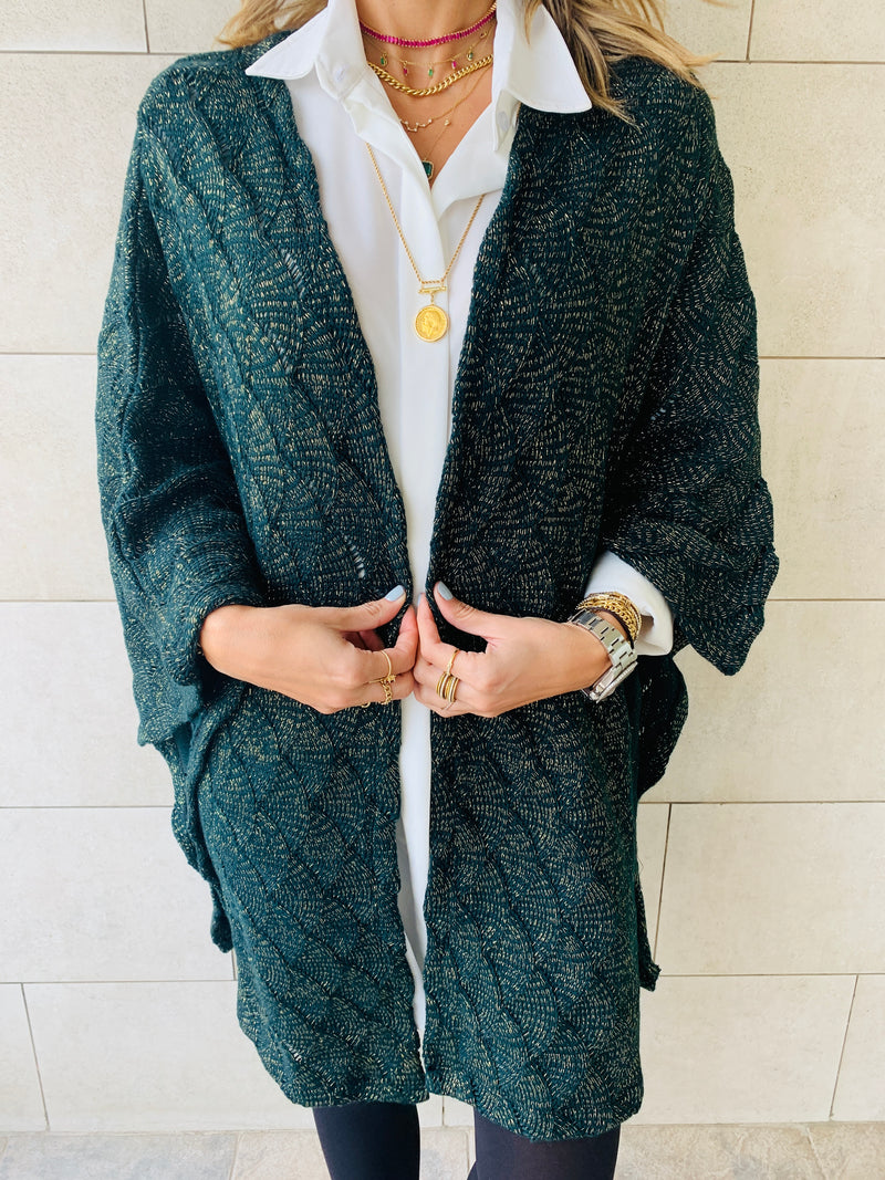 Teal Shimmer Knit Kimono