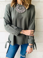 Olive Ring Detail Sweatshirt