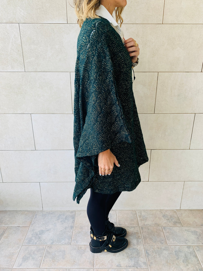 Teal Shimmer Knit Kimono