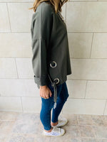 Olive Ring Detail Sweatshirt