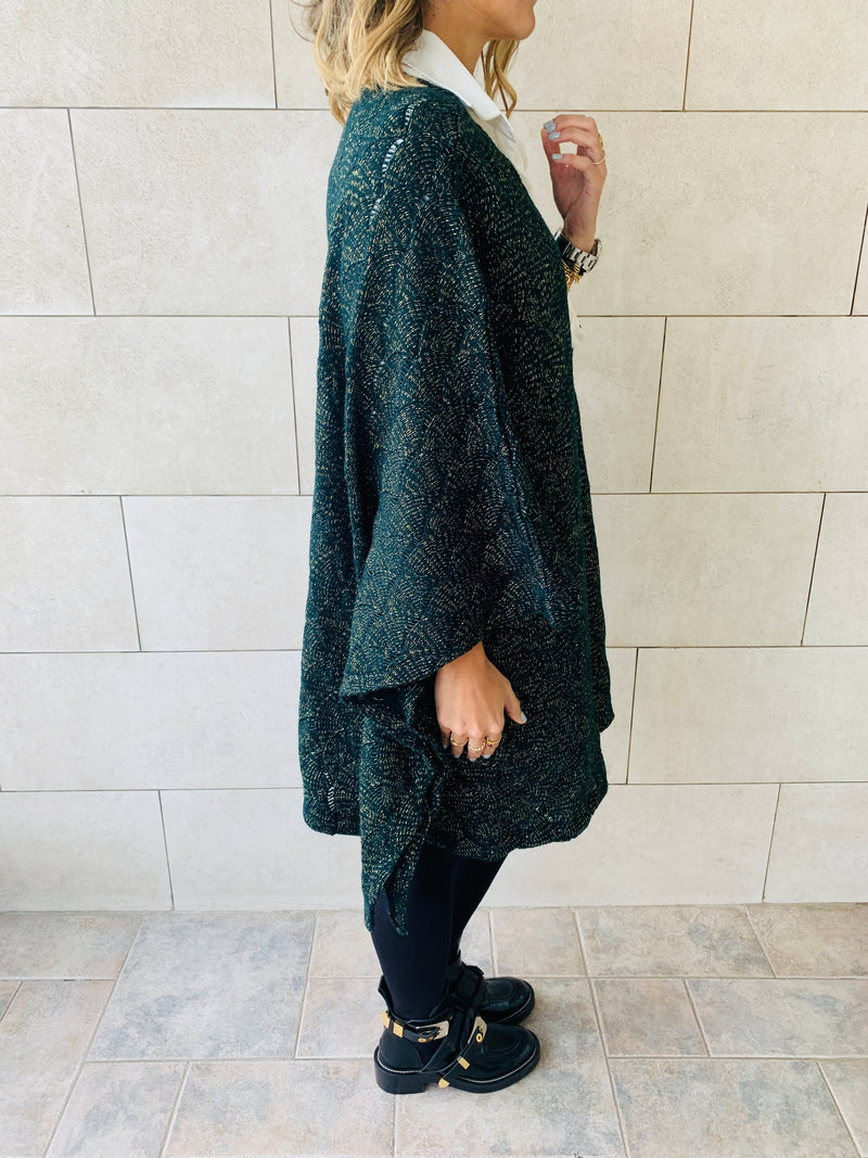 Teal Shimmer Knit Kimono