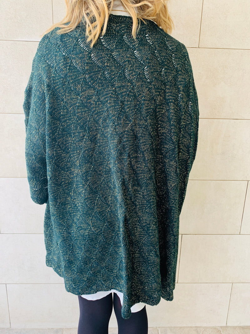 Teal Shimmer Knit Kimono