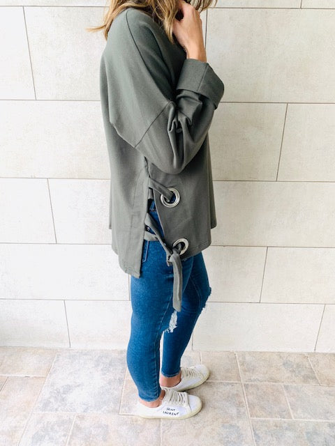 Olive Ring Detail Sweatshirt