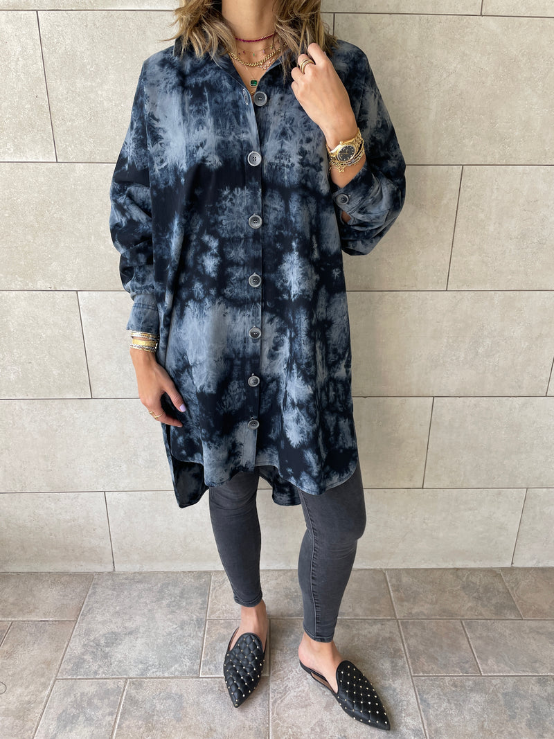 Grey Tie Dye High Low Shirt