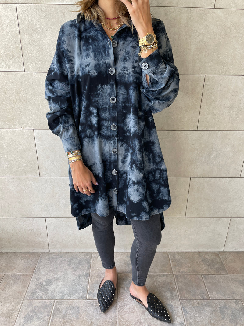 Grey Tie Dye High Low Shirt