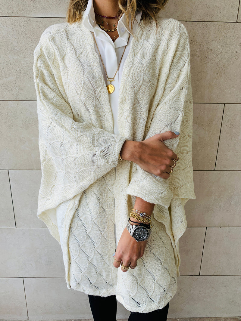 Ivory Shimmer Knit Kimono