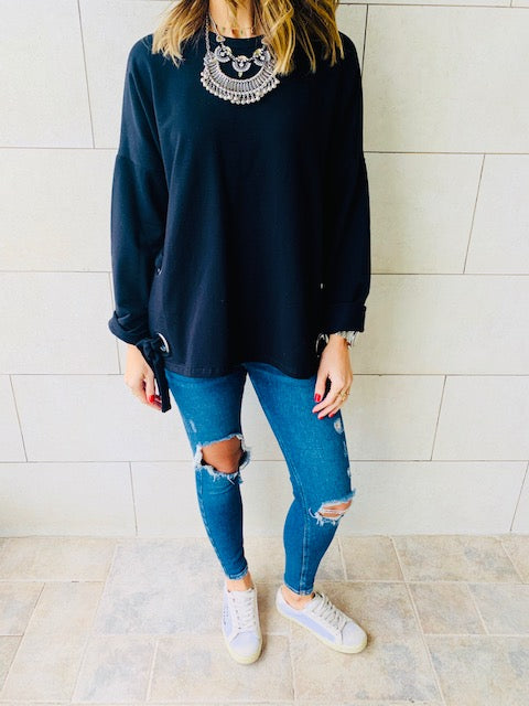 Black Ring Detail Sweatshirt