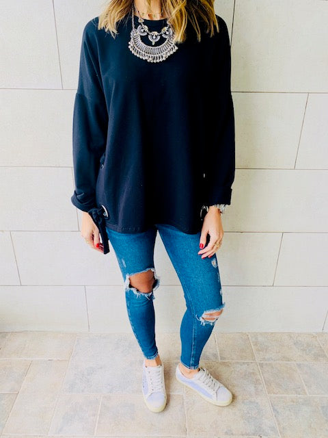 Black Ring Detail Sweatshirt