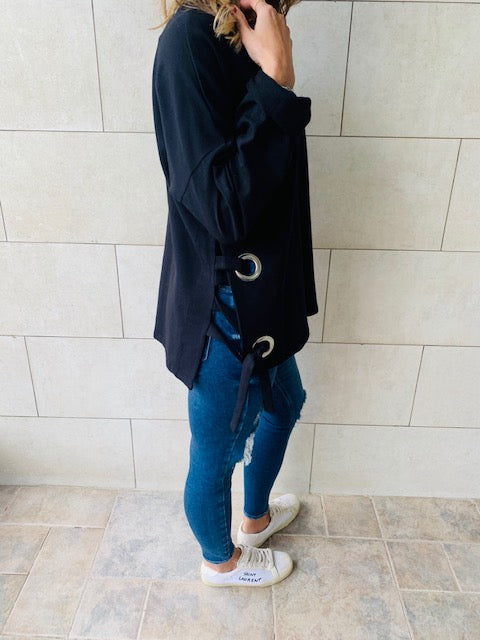 Black Ring Detail Sweatshirt