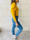 Mustard Feather Knit Top