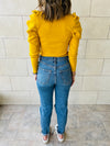 Mustard Feather Knit Top