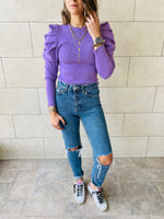 Lilac Feather Knit Top