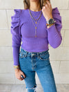 Lilac Feather Knit Top