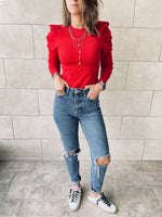 Rouge Feather Knit Top