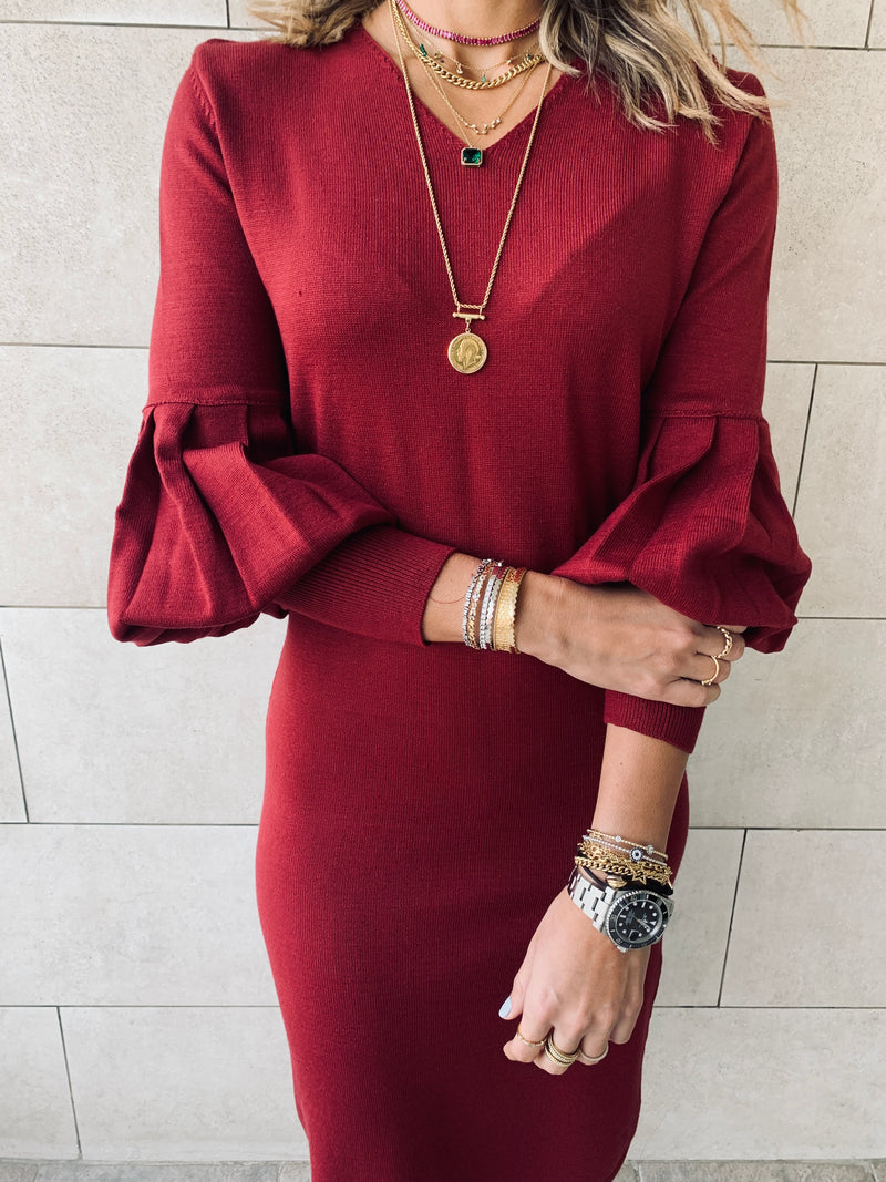 Burgundy Brooke Knit Dress