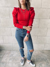 Rouge Feather Knit Top