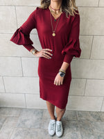Burgundy Brooke Knit Dress