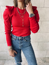 Rouge Feather Knit Top