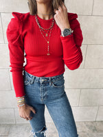 Rouge Feather Knit Top