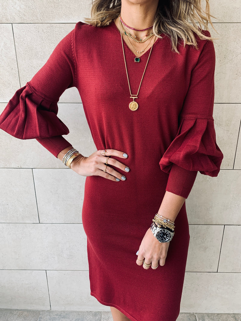 Burgundy Brooke Knit Dress