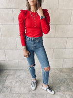 Rouge Feather Knit Top
