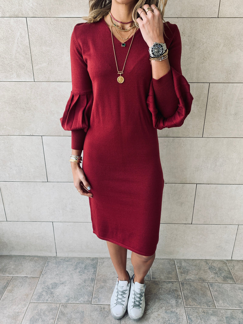 Burgundy Brooke Knit Dress