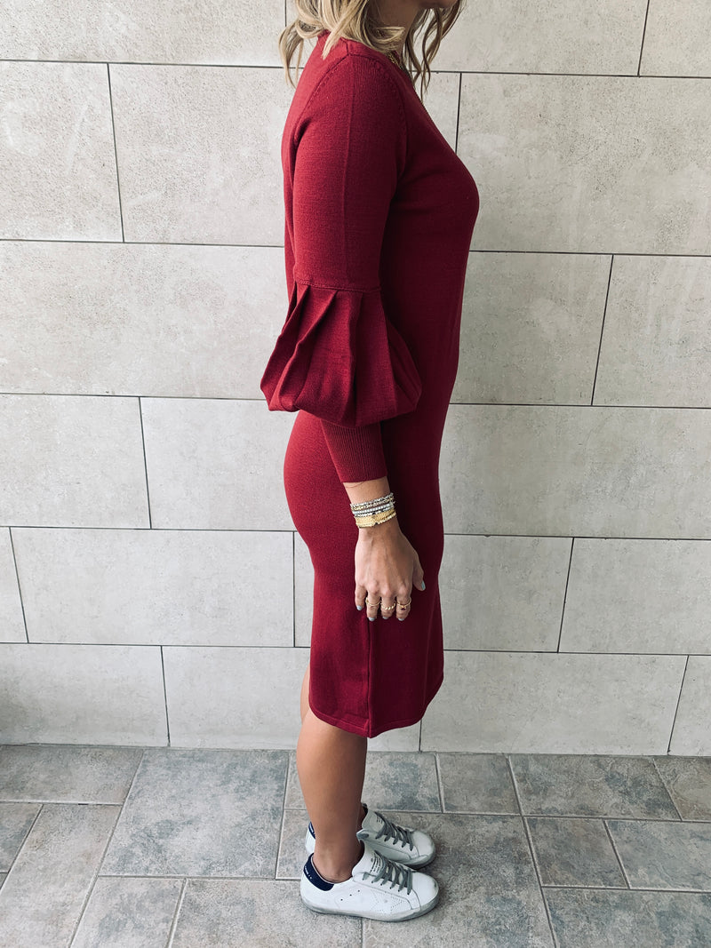 Burgundy Brooke Knit Dress