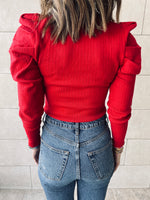 Rouge Feather Knit Top
