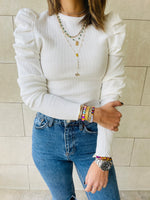 White Feather Knit Top
