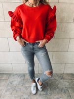 Red Pippa Ruffle Sweatshirt