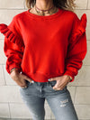 Red Pippa Ruffle Sweatshirt