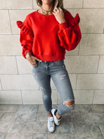 Red Pippa Ruffle Sweatshirt