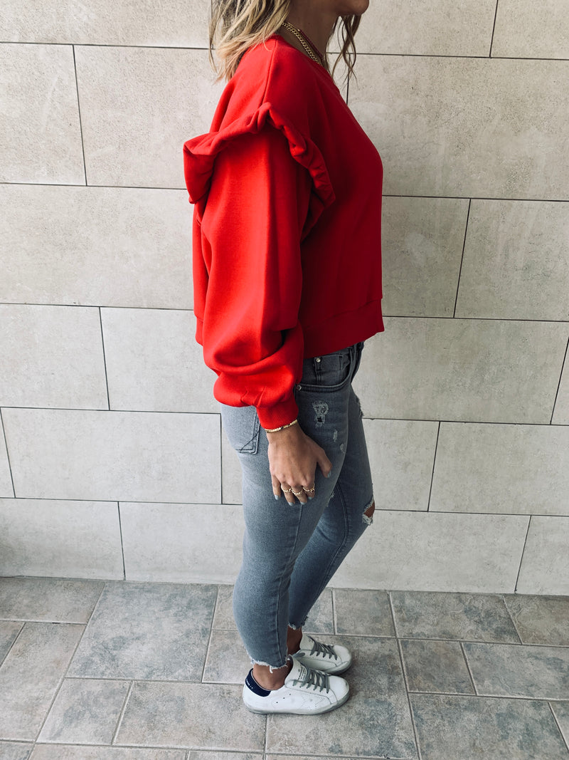 Red Pippa Ruffle Sweatshirt – Frillu