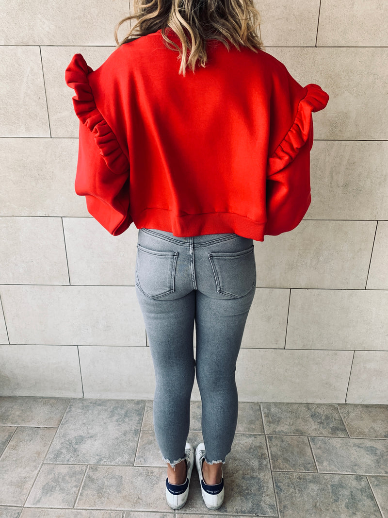 Red Pippa Ruffle Sweatshirt – Frillu