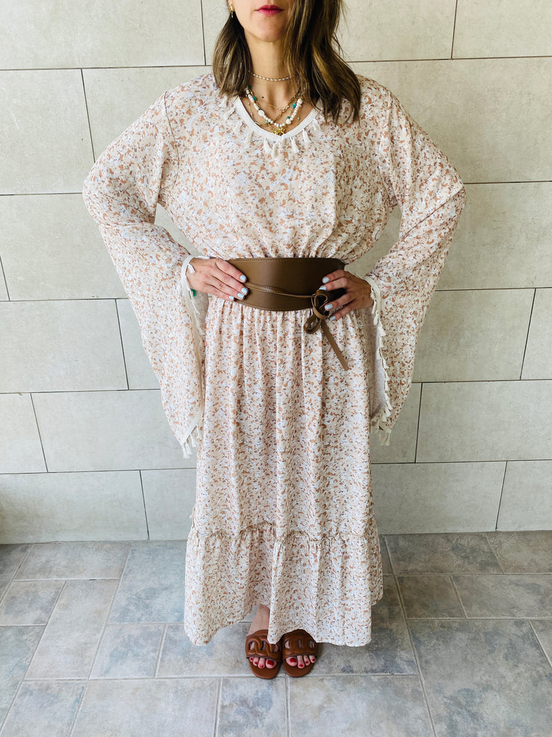 Beige Summer Floral Dress