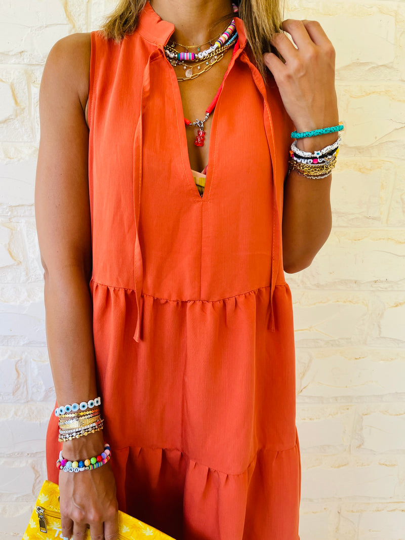 Rust Maxi Tiered Dress