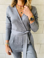 grey Suede Jumpsuit