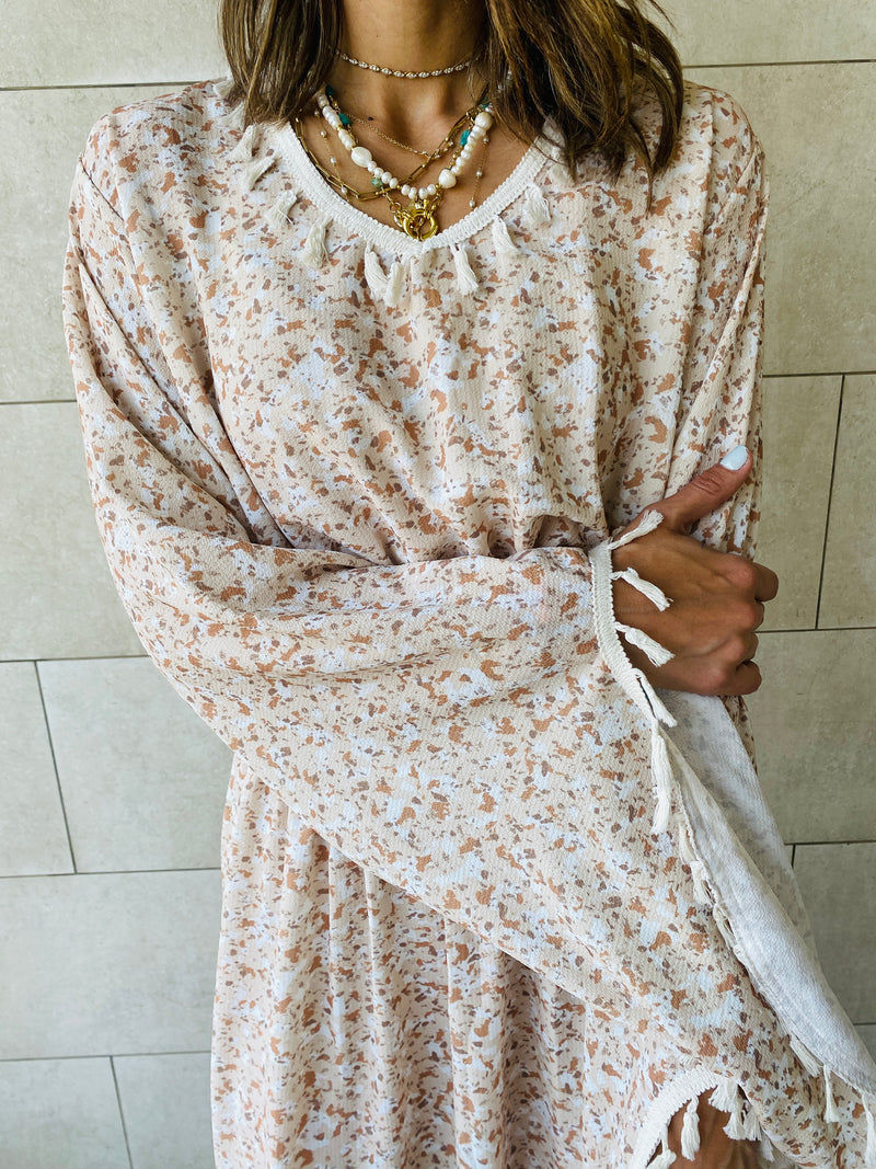 Beige Summer Floral Dress