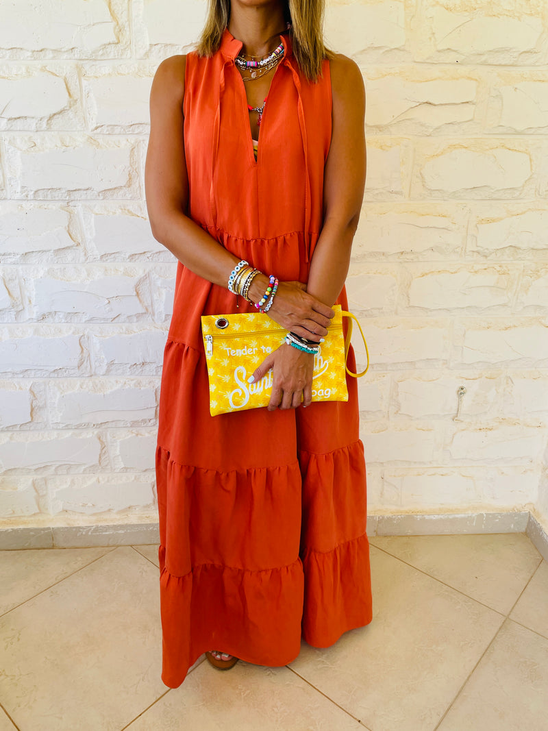 Rust Maxi Tiered Dress