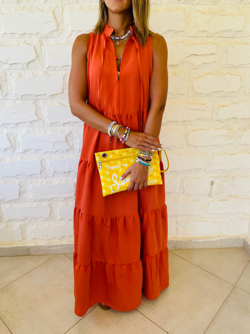 Rust Maxi Tiered Dress