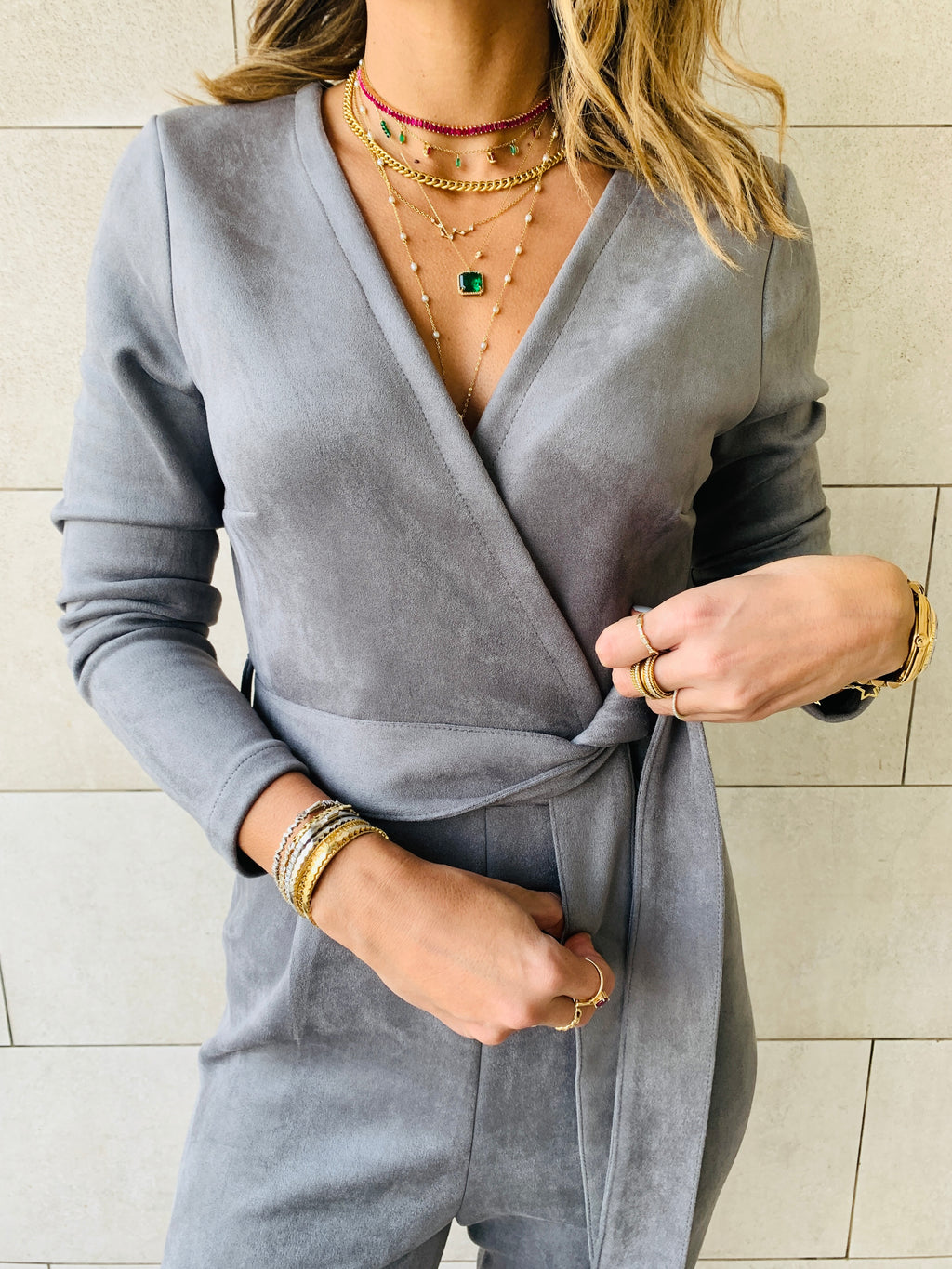 grey Suede Jumpsuit